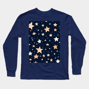 Stars pattern dark blue sky stars in the night , cute design stars pattern gift ideas Long Sleeve T-Shirt